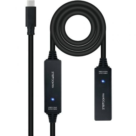 Cable Alargador USB Tipo-C 3.2 con Amplificador Nanocable 10.01.1312/ USB Tipo-C Macho